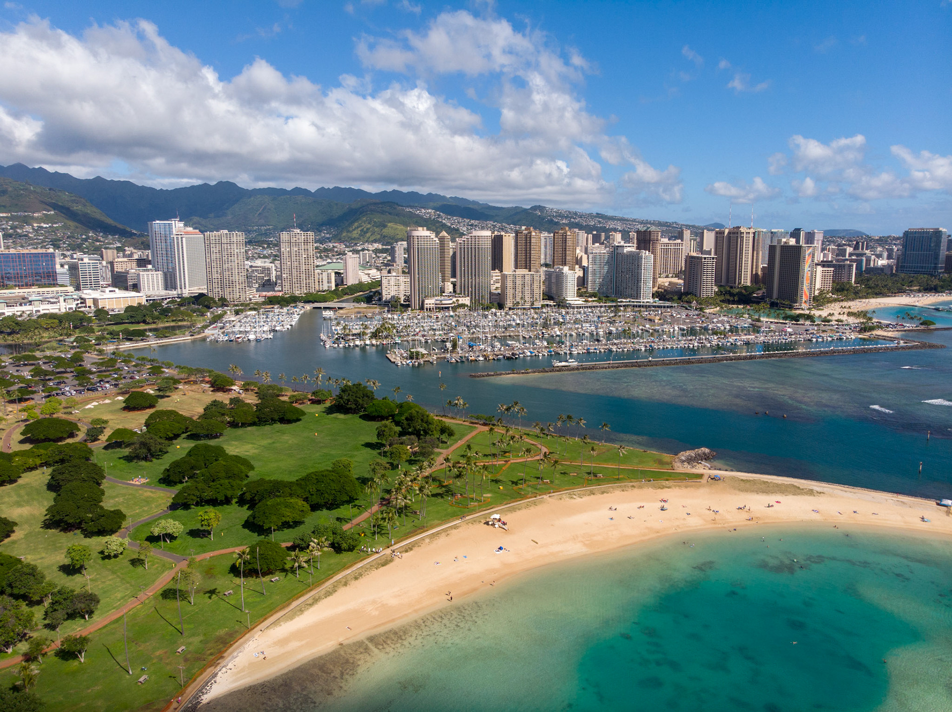 Another view of the Ala Wai Boat Harbor and Channel.