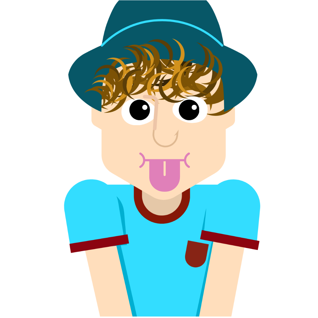 Cheeky Boy Next Door with Hat on, Brown Hair with Hightlights