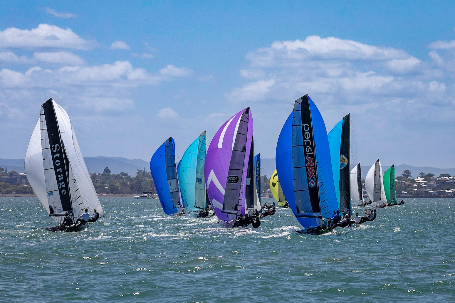 16 ft Skiffs under Spinniker - Waterloo Bay