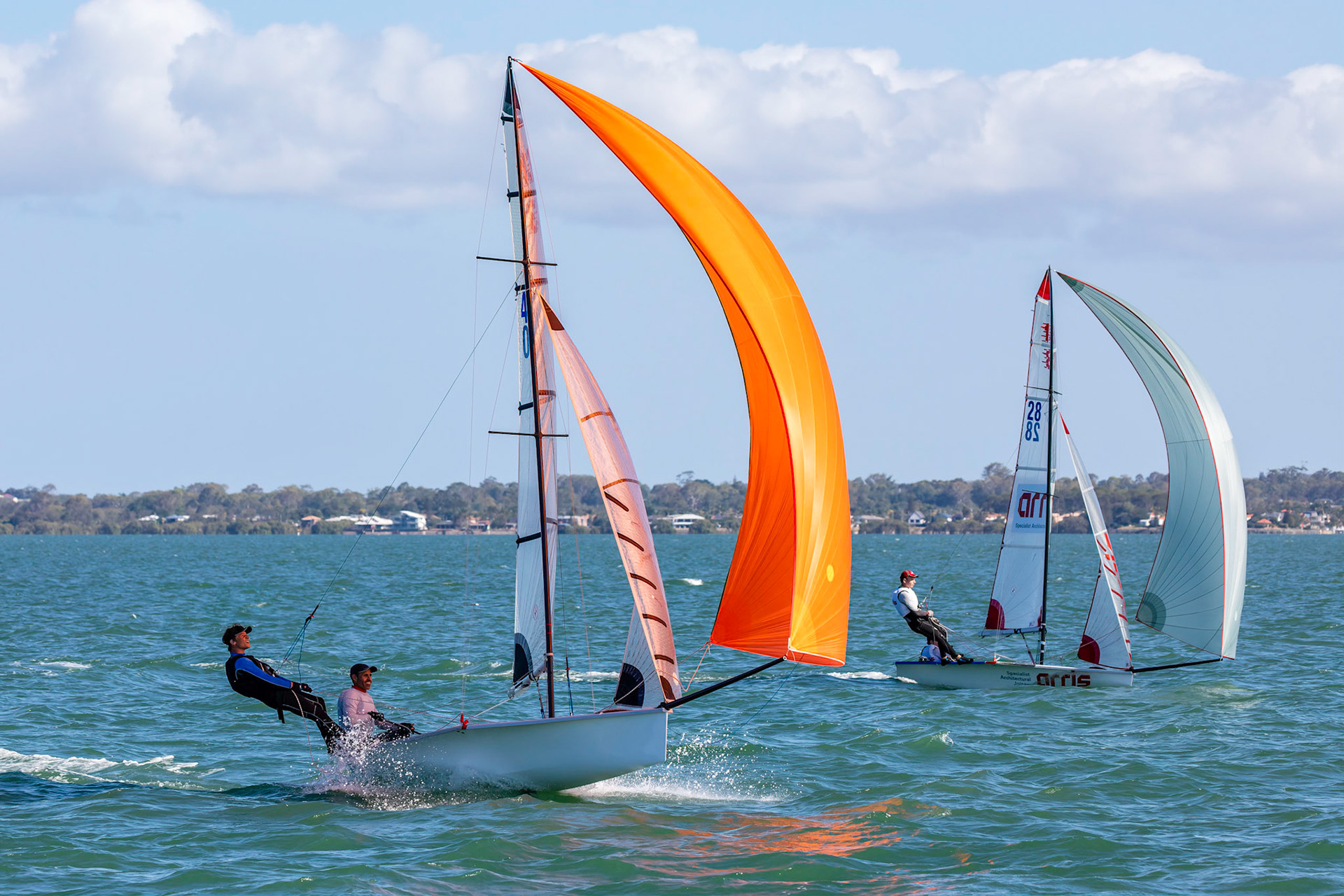 13ft Skiffs under Spinniker - Waterloo Bay