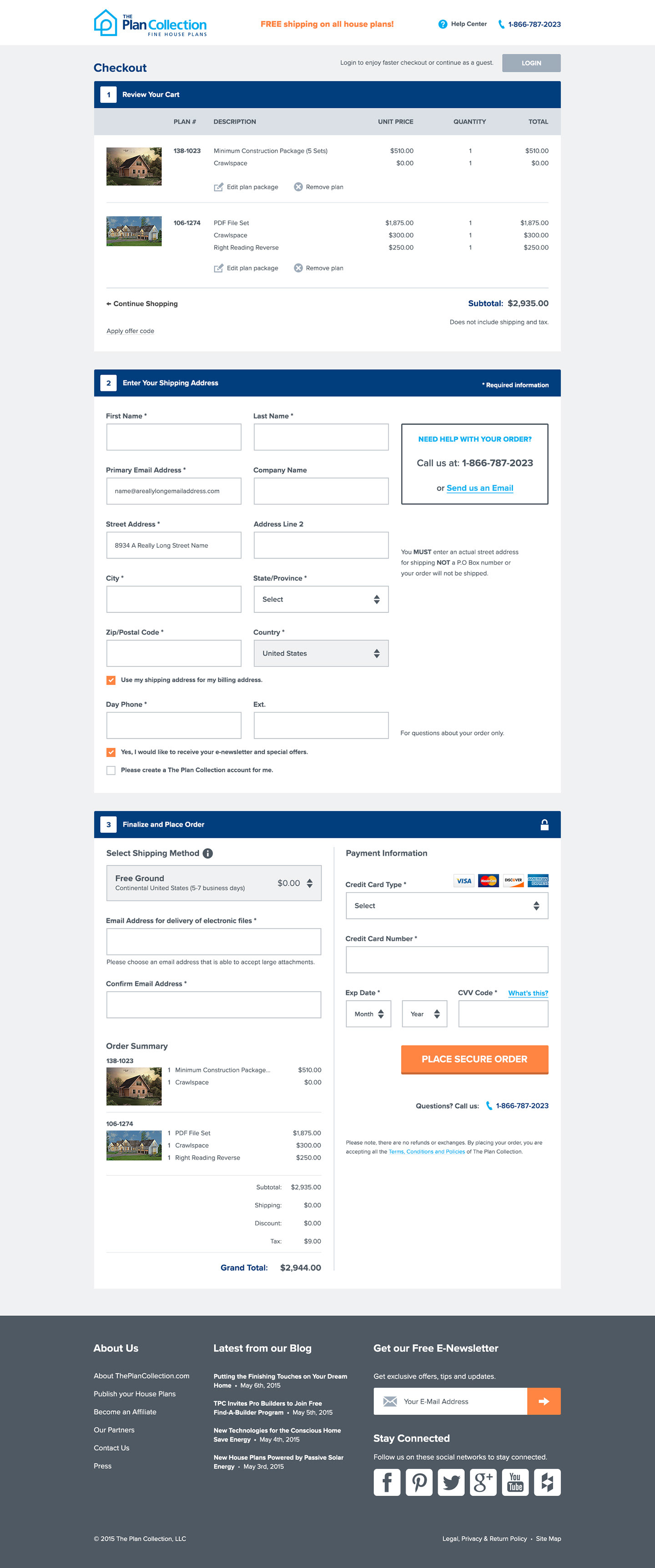 The Plan Collection — Mockup — Checkout Page