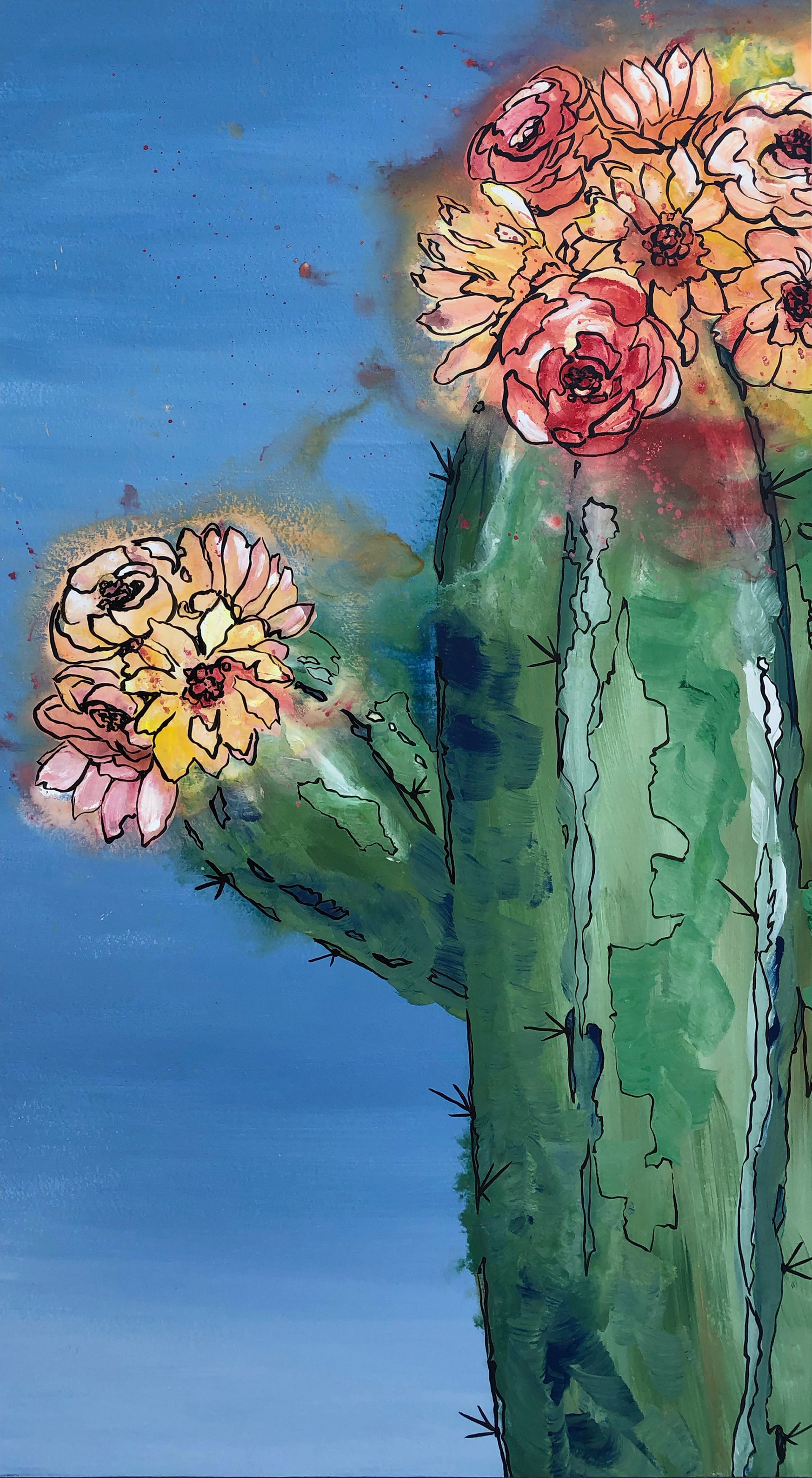 "Desert Flower," Acrylic & Ink