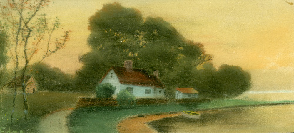Edna Koop Wiebe, "Summer Farm," 1925, Chalk Pastel