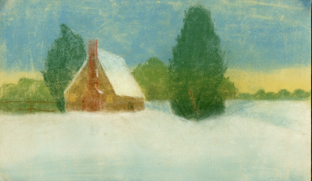 Edna Koop Wiebe, "Barn," 1925, Chalk Pastel