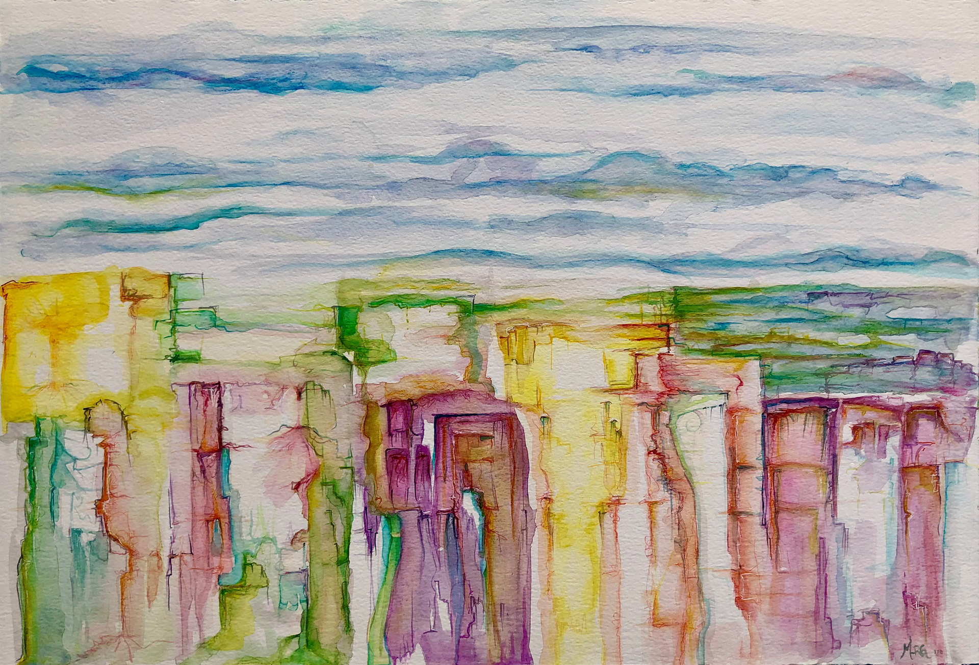 Meredith Radke-Gannon "Steps" 2020, Watercolor, Colored Pencil, Pastel
