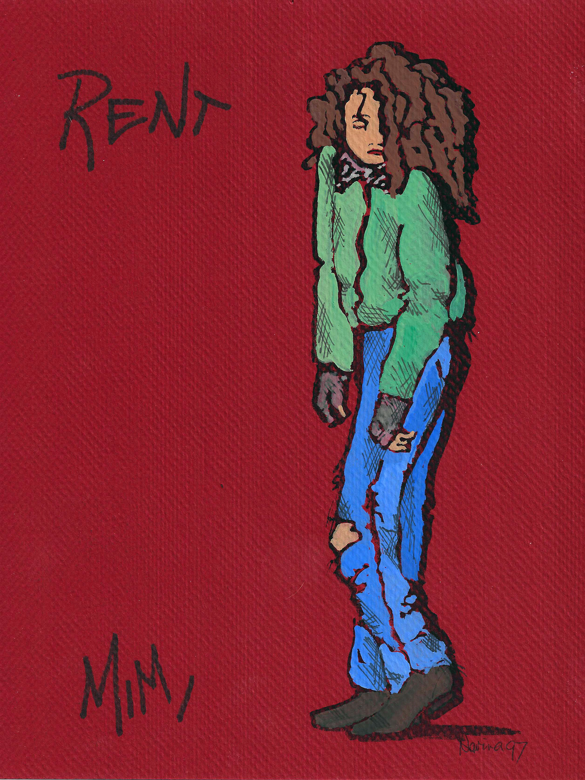 Illustrated Costume Design for "Rent" 