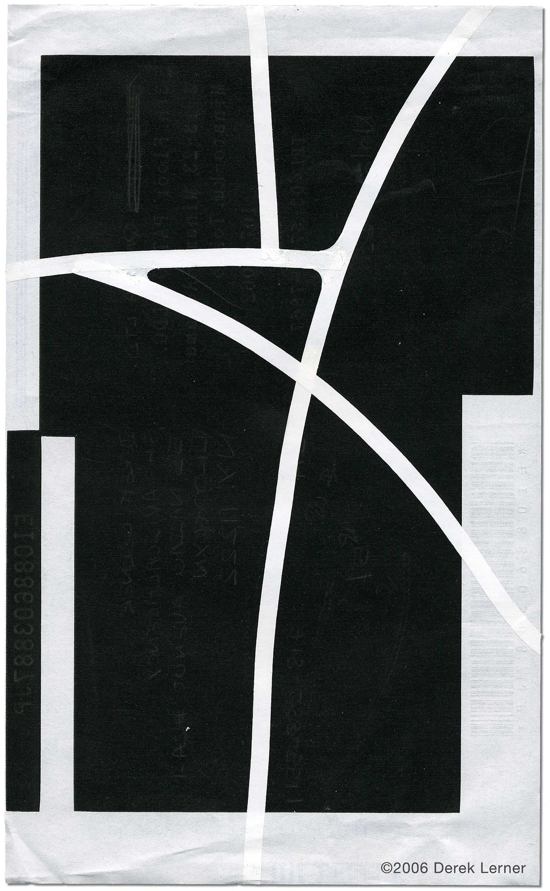 Document 27, Derek Lerner 2006 correction tape on found paper 8.25” x 5” (20.955cm x 12.7cm)