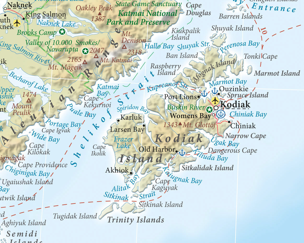 Остров Кадьяк на карте
