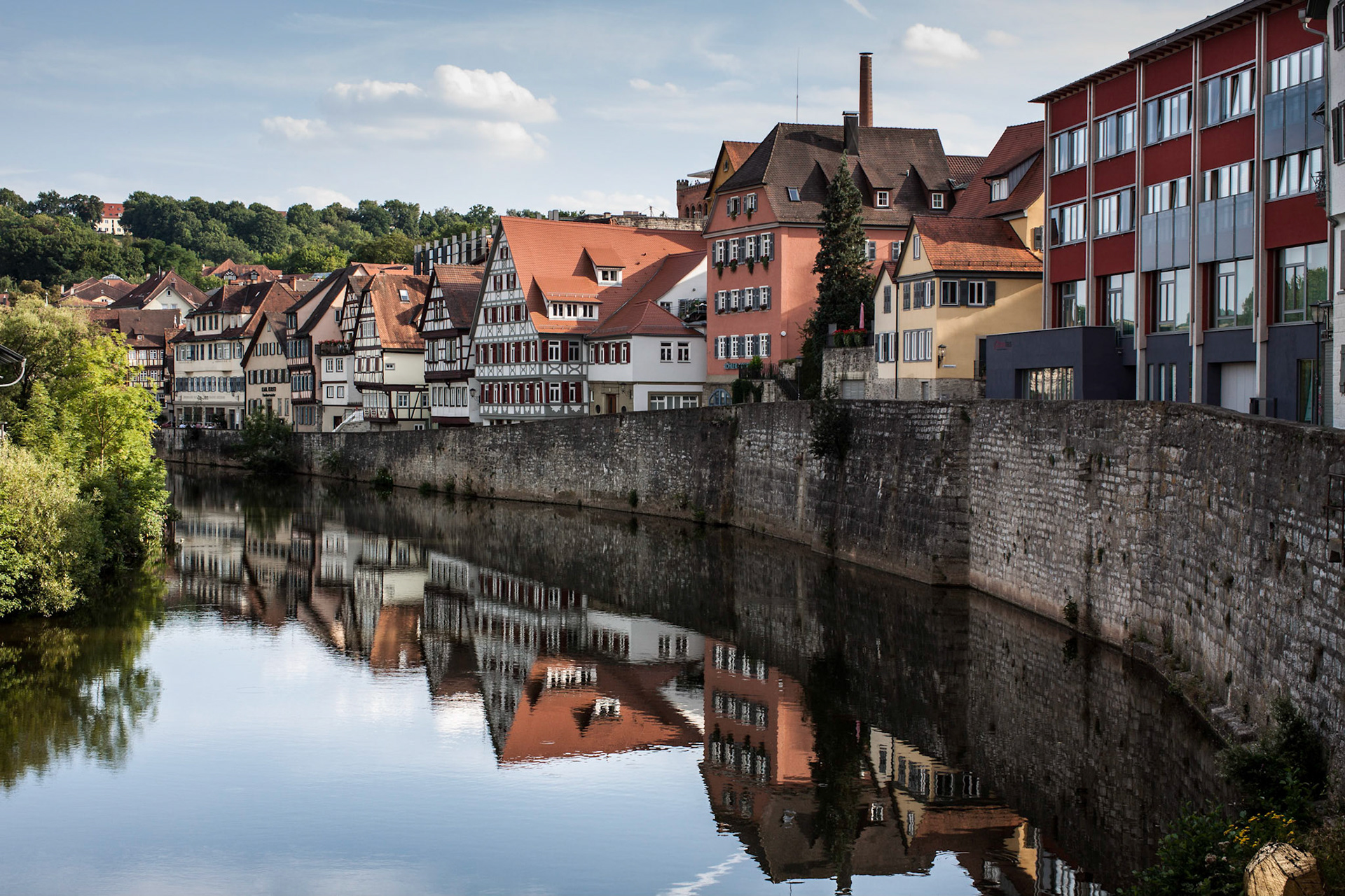 The beautiful town of Schwaebish Hall in Germany