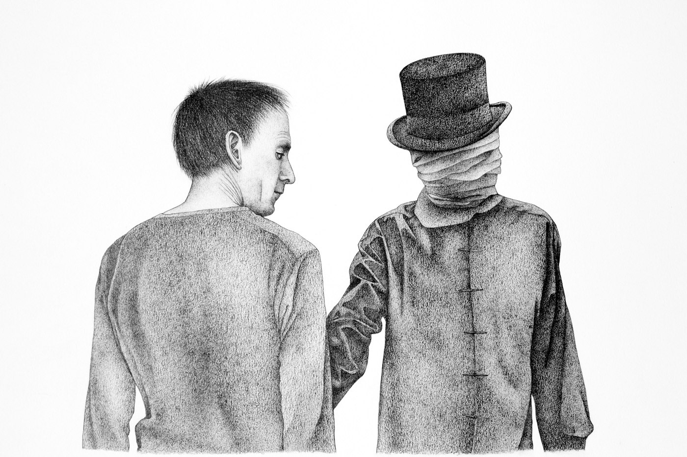 I have met the Ghost of James Lee Byars. Pencil and paper. 30x40 cm.
