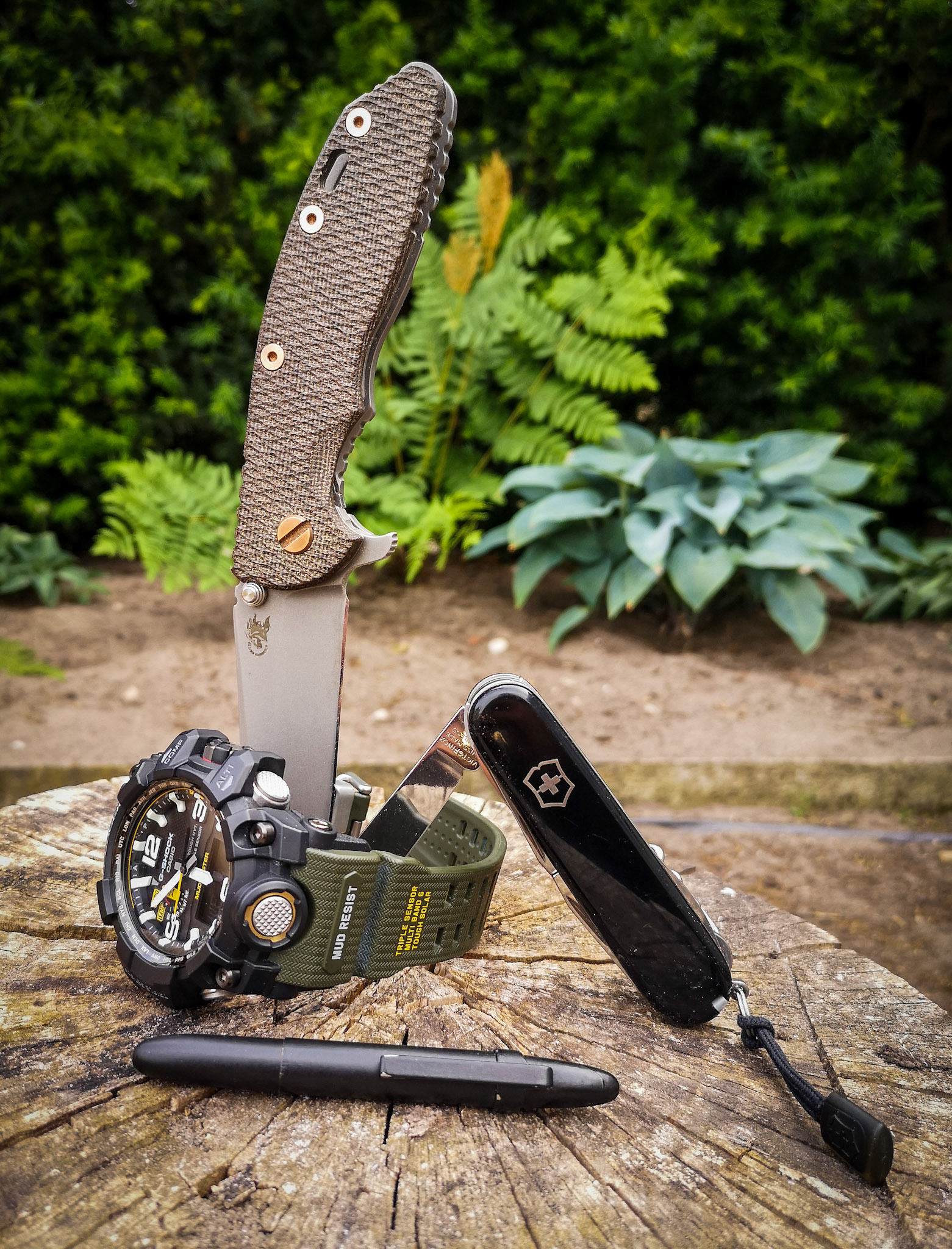 Hinderer XM-18 3,5" Spanto + Casio Mudmaster + Victorinox Huntsman + Fisher Spacepen