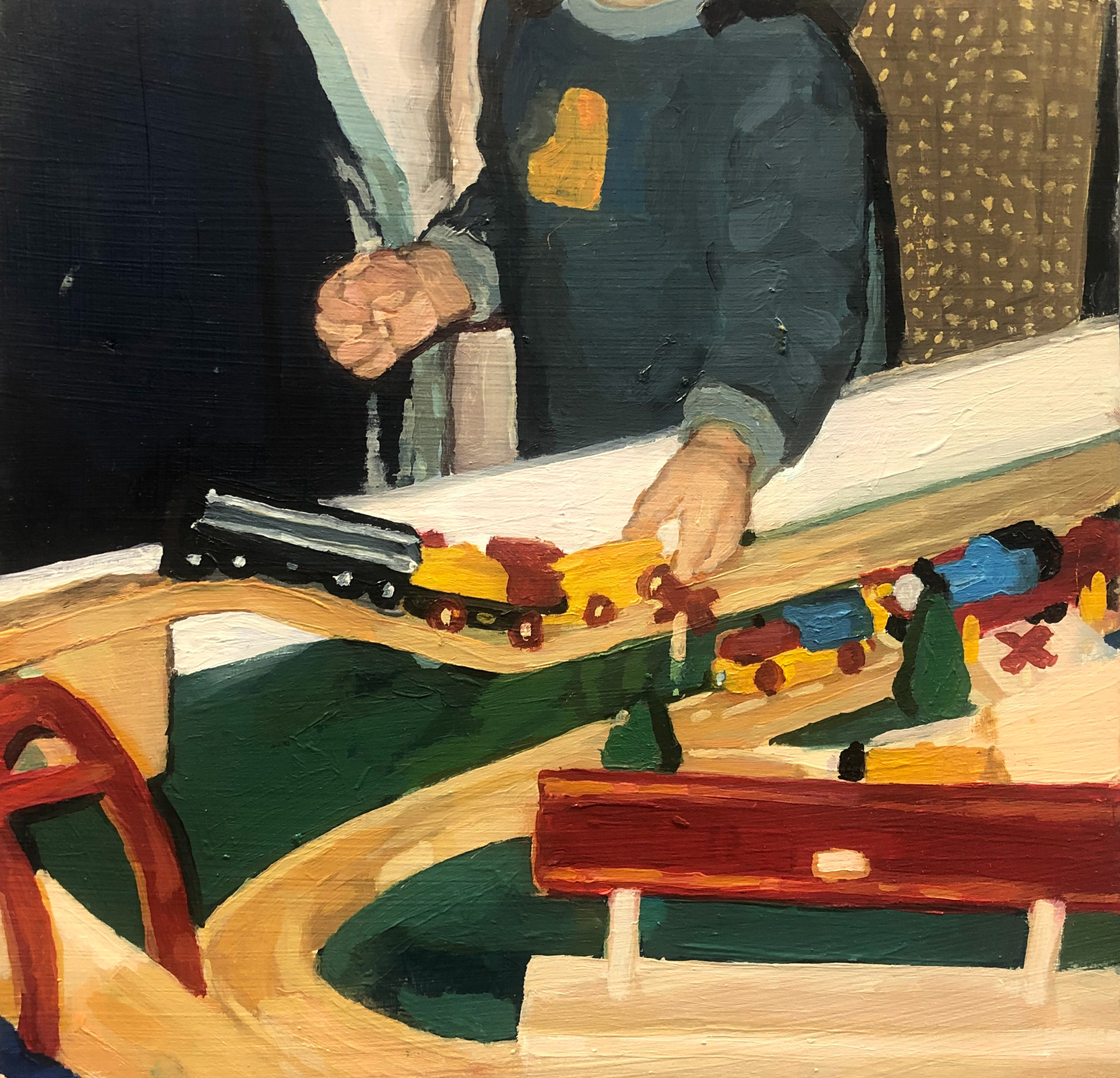 The Conductor and the Train Diver (a) - oil on board