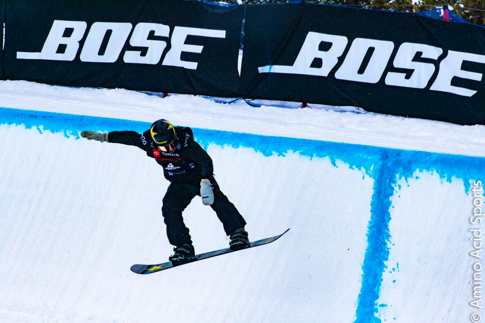 Jake Pates (USA) glides his 720* Mute Crok Front Flip in Run 1 at the US Grand Prix Copper
