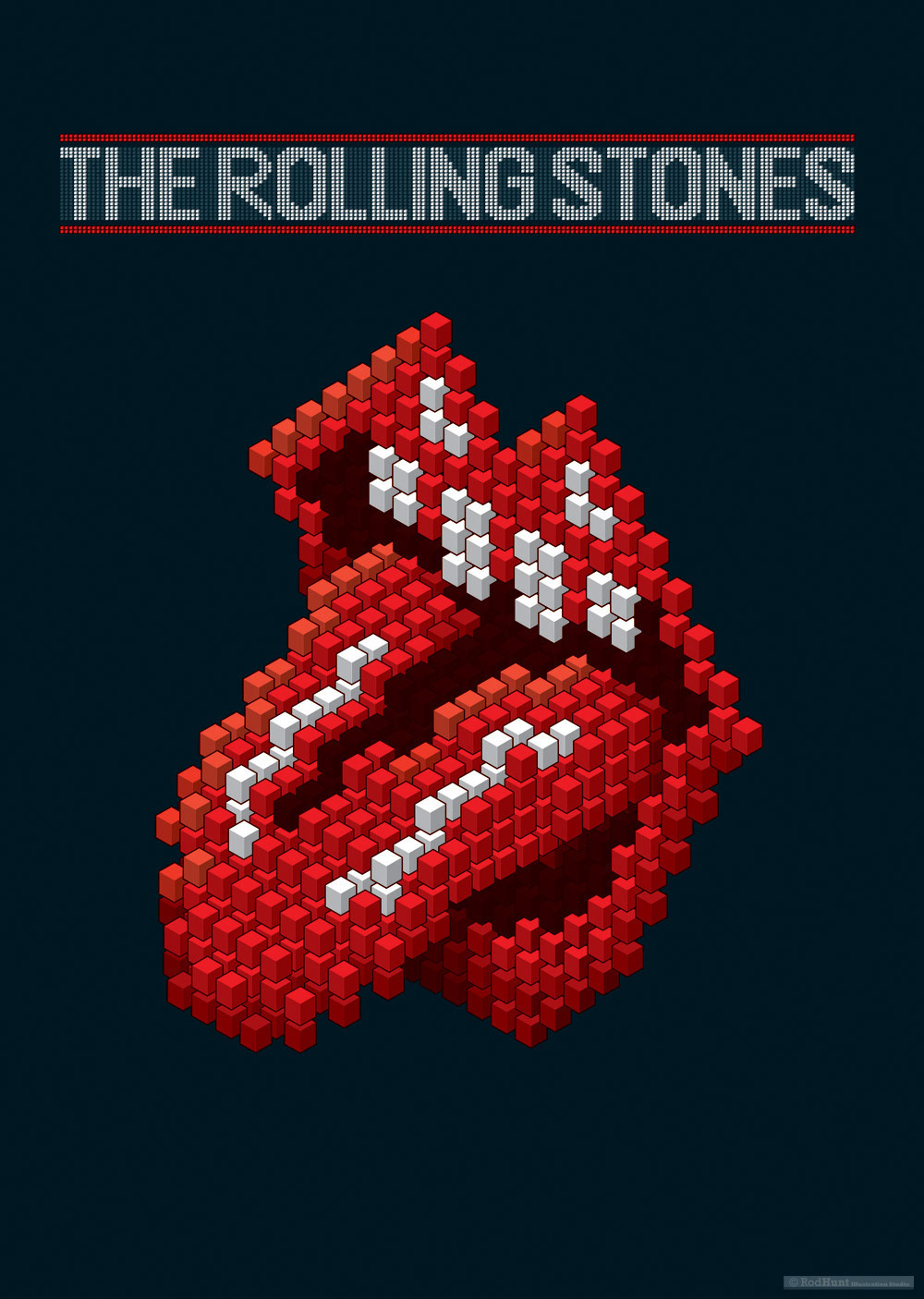 The Rolling Stones, Pixel Art Logo Poster
