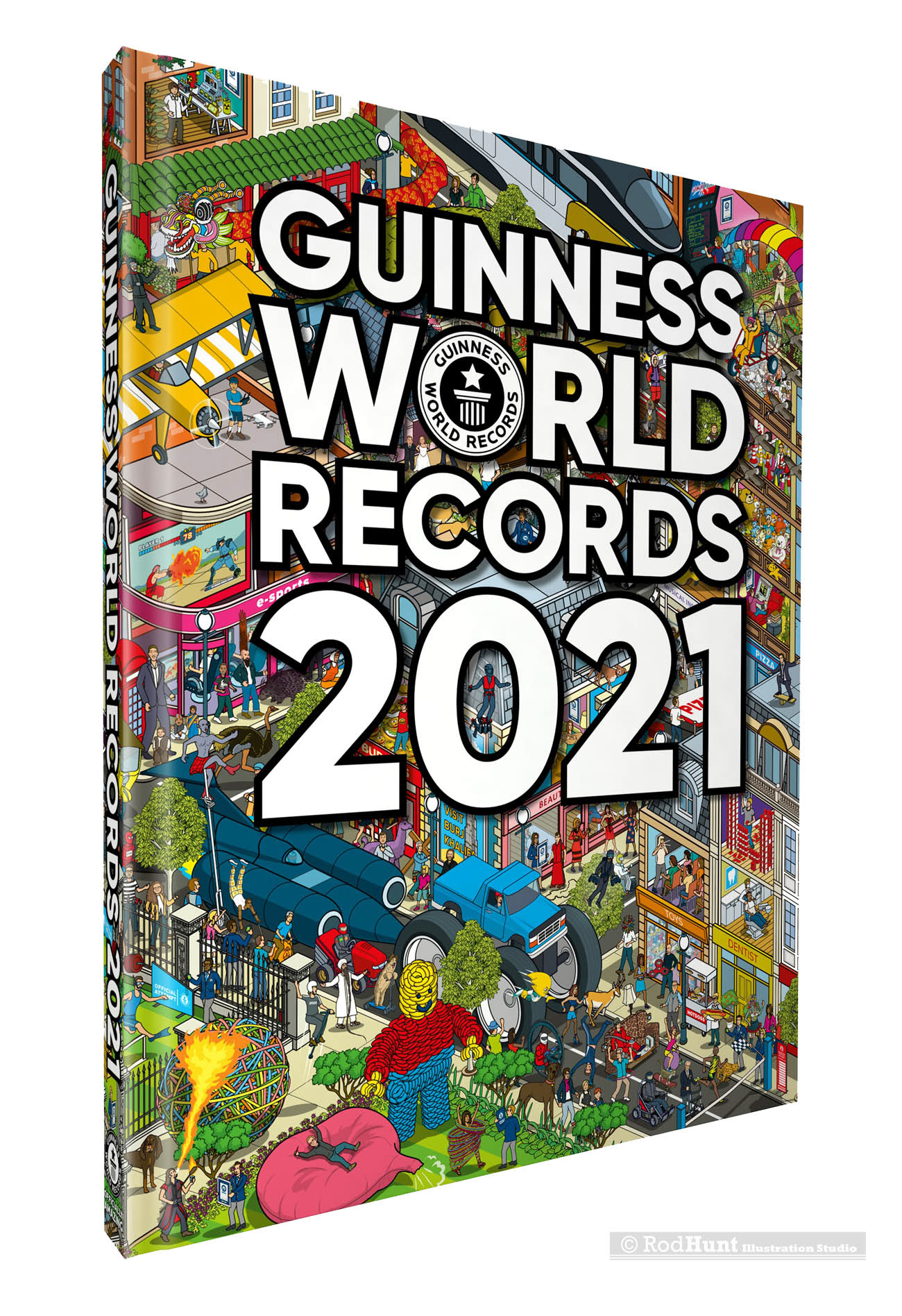Guinness World Records 2021 Book Cover Illustration by Rod Hunt