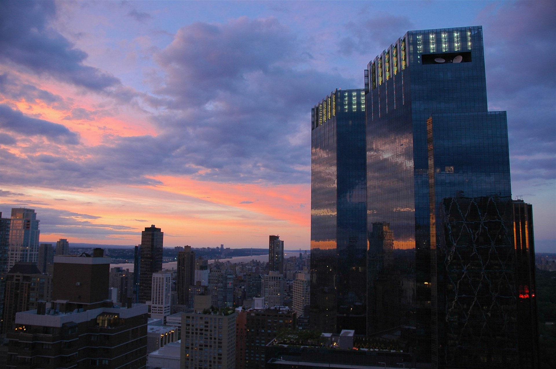 Looking north from midtown as the sun goes down
