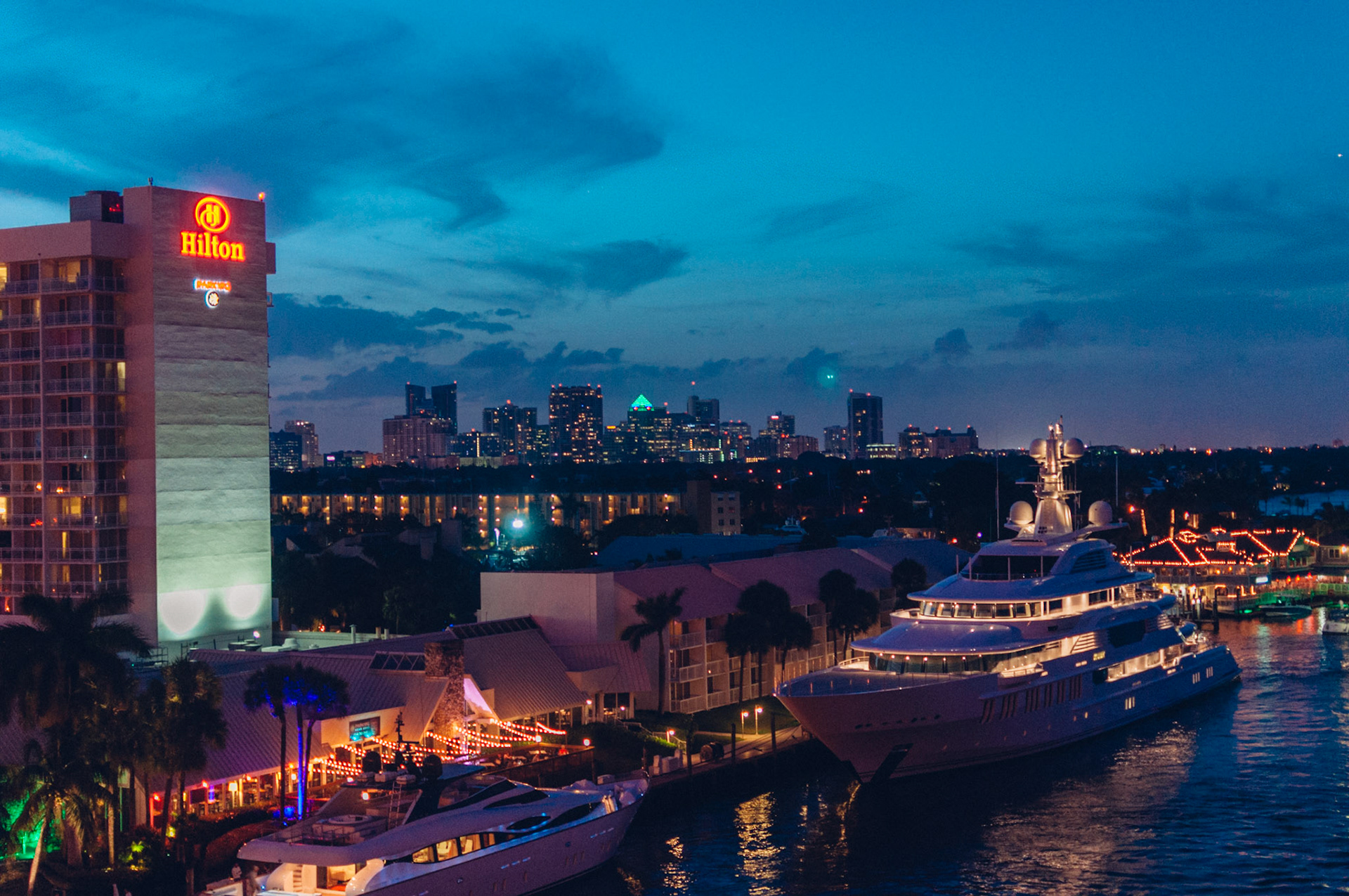 The Fort Lauderdale skyline viewed from SE 17th Street Bridge.