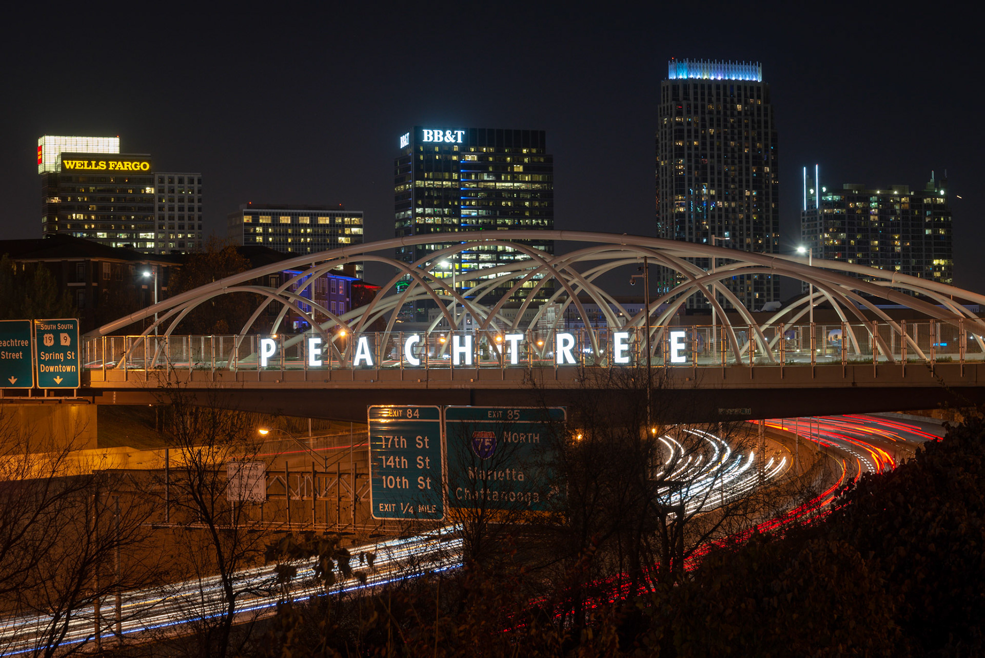Peachtree Street seems to be everywhere in Atlanta.  In case you might have missed it, the city added the street's name to the bridge whenever it crosses the highway.