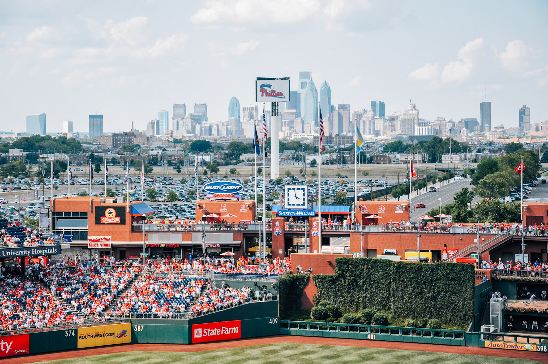 The Philadelphia skyline and Citizens Bank Park outfield on a great day for baseball.

7/2011