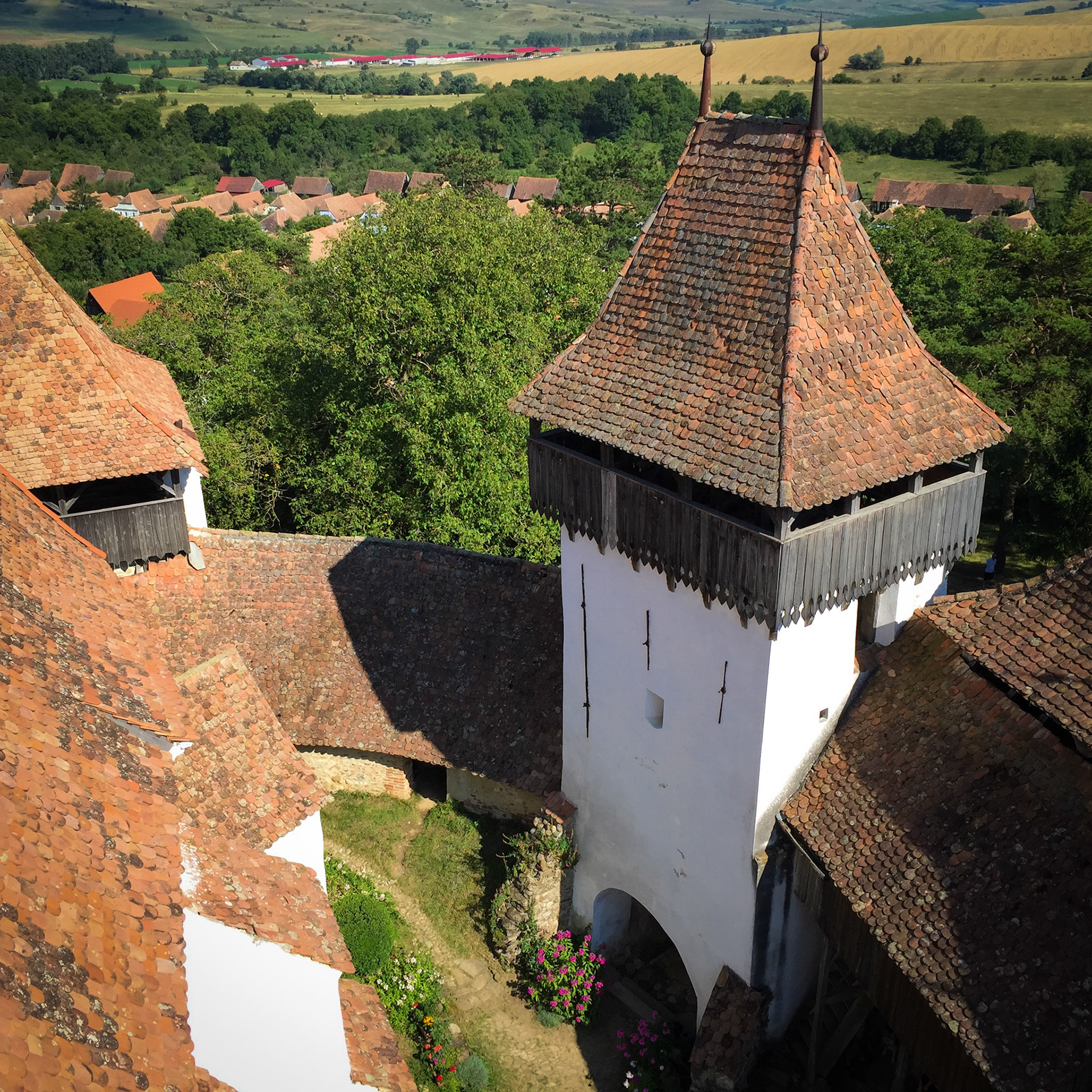 One of the towers of the fortified church (Viscri, Romania)