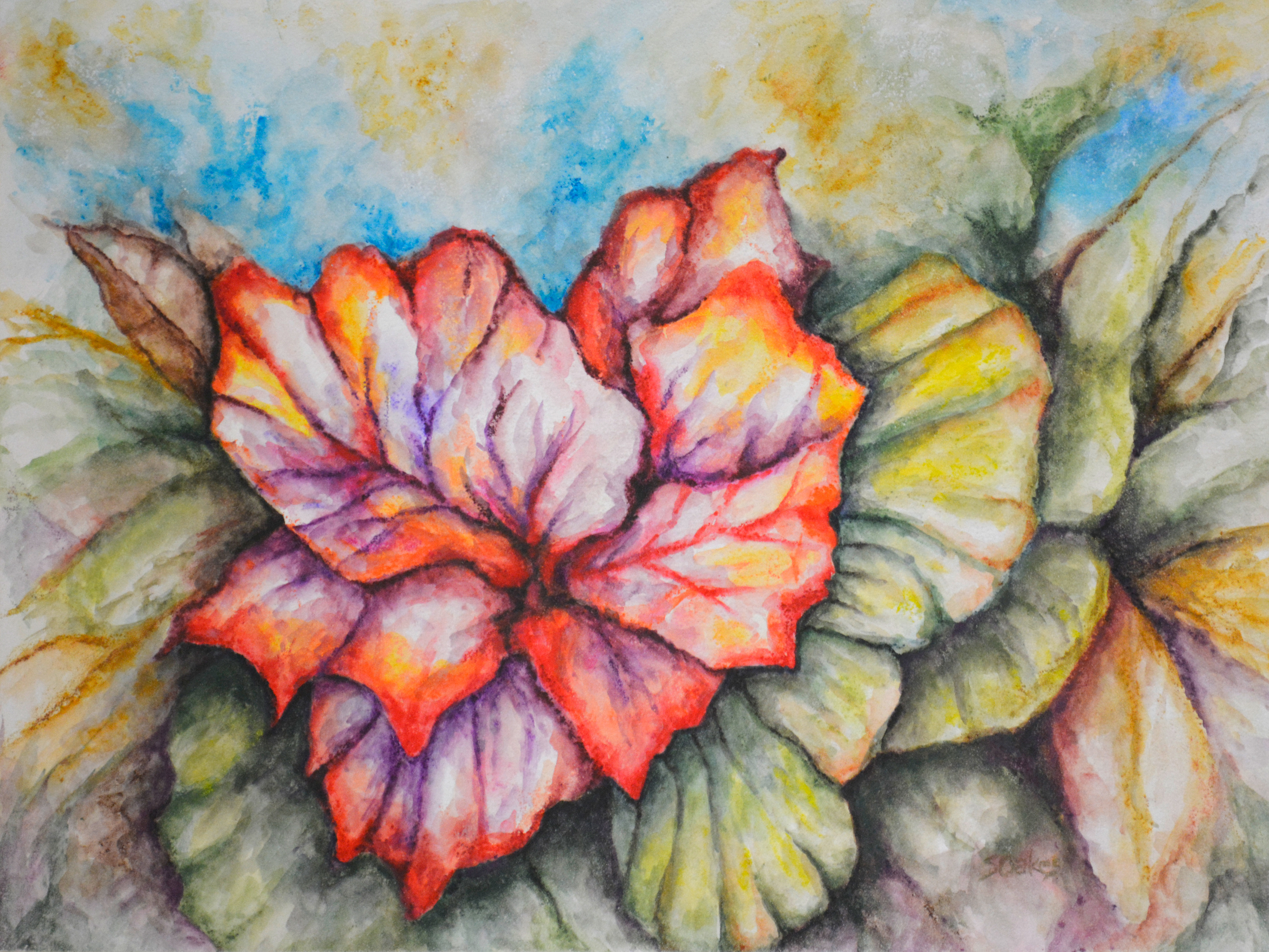 Scarlet Lime Abstract