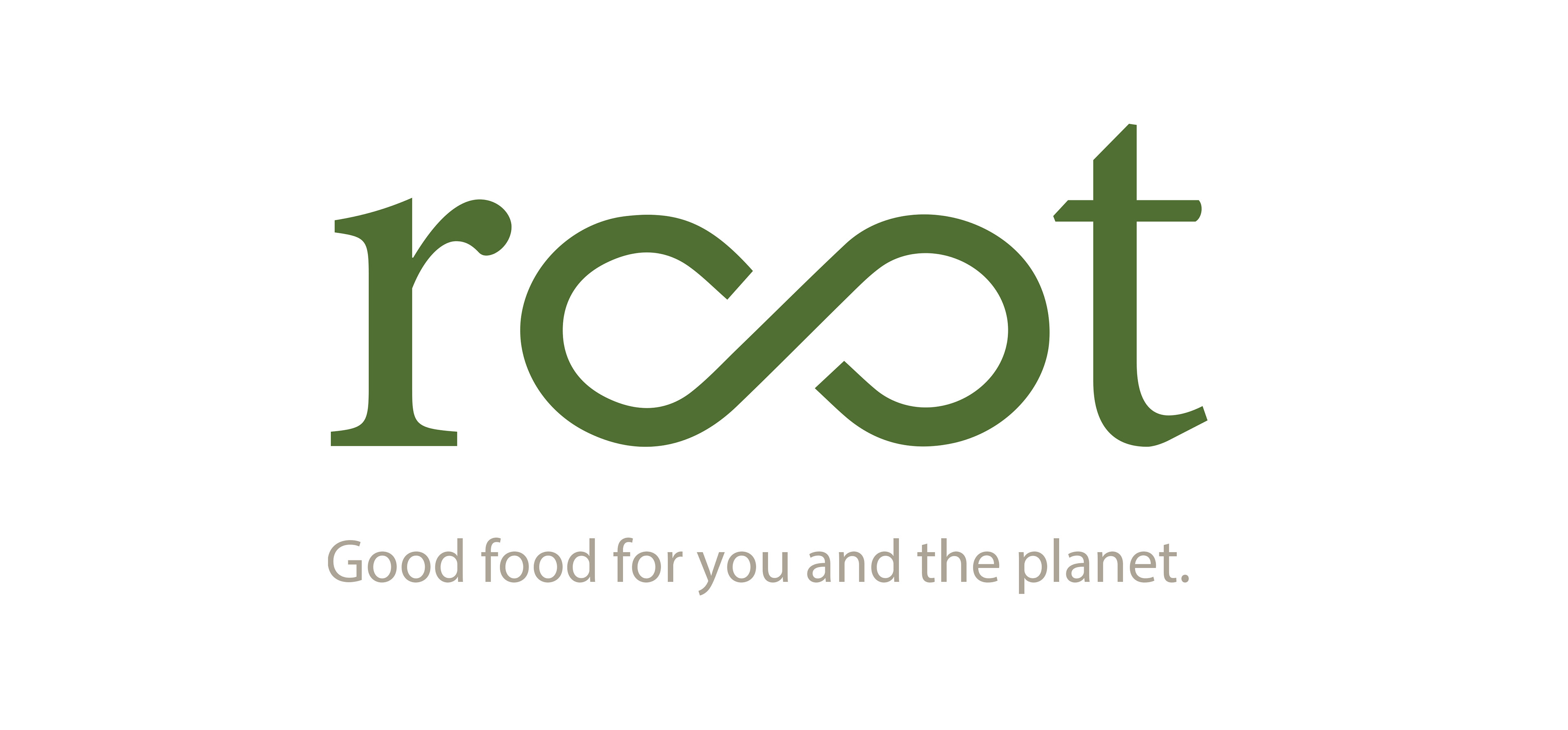 root good food for you and the plant infinity logo design for a climate change app by cornish designer