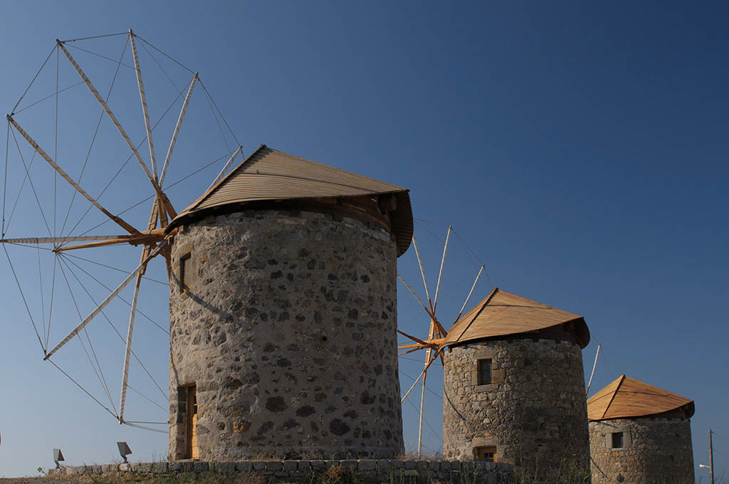 Windmills of Mandraki, Rhodes, Greece.