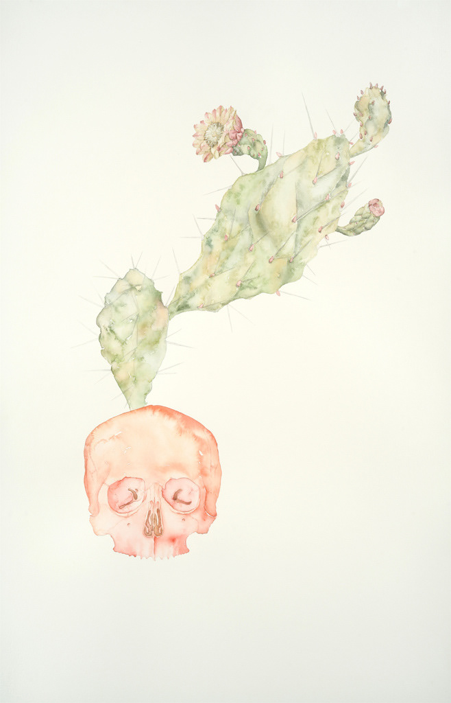 Scarlet Cactus, Watercolor on Arches, 40 x 26 in.
