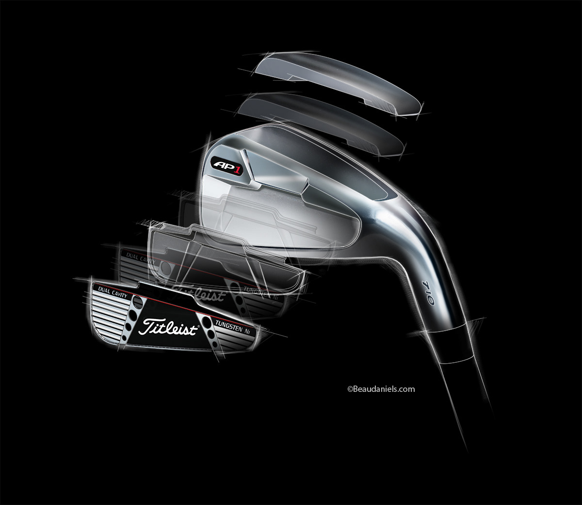 Titleist AP1 exploded technical illustration.