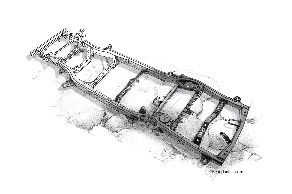 Technical illustration, Beau and Alan Daniels. - Toyota FJ Cruiser project.