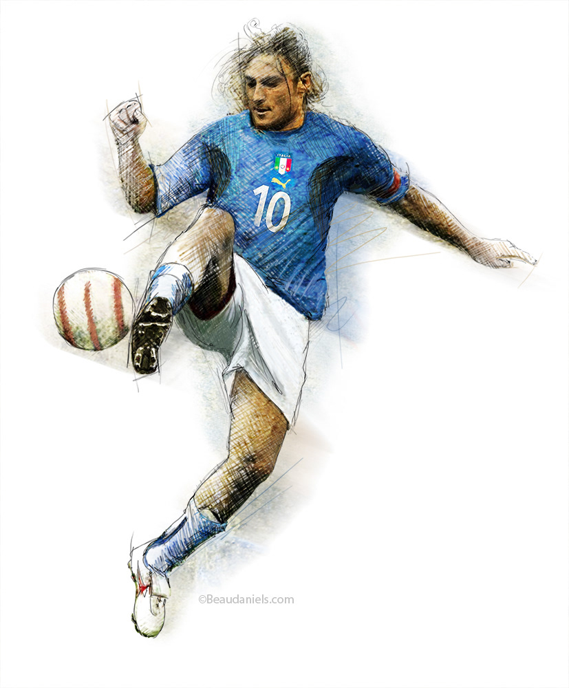 Francesco Totti, sketch for National Geographics infographic poster.