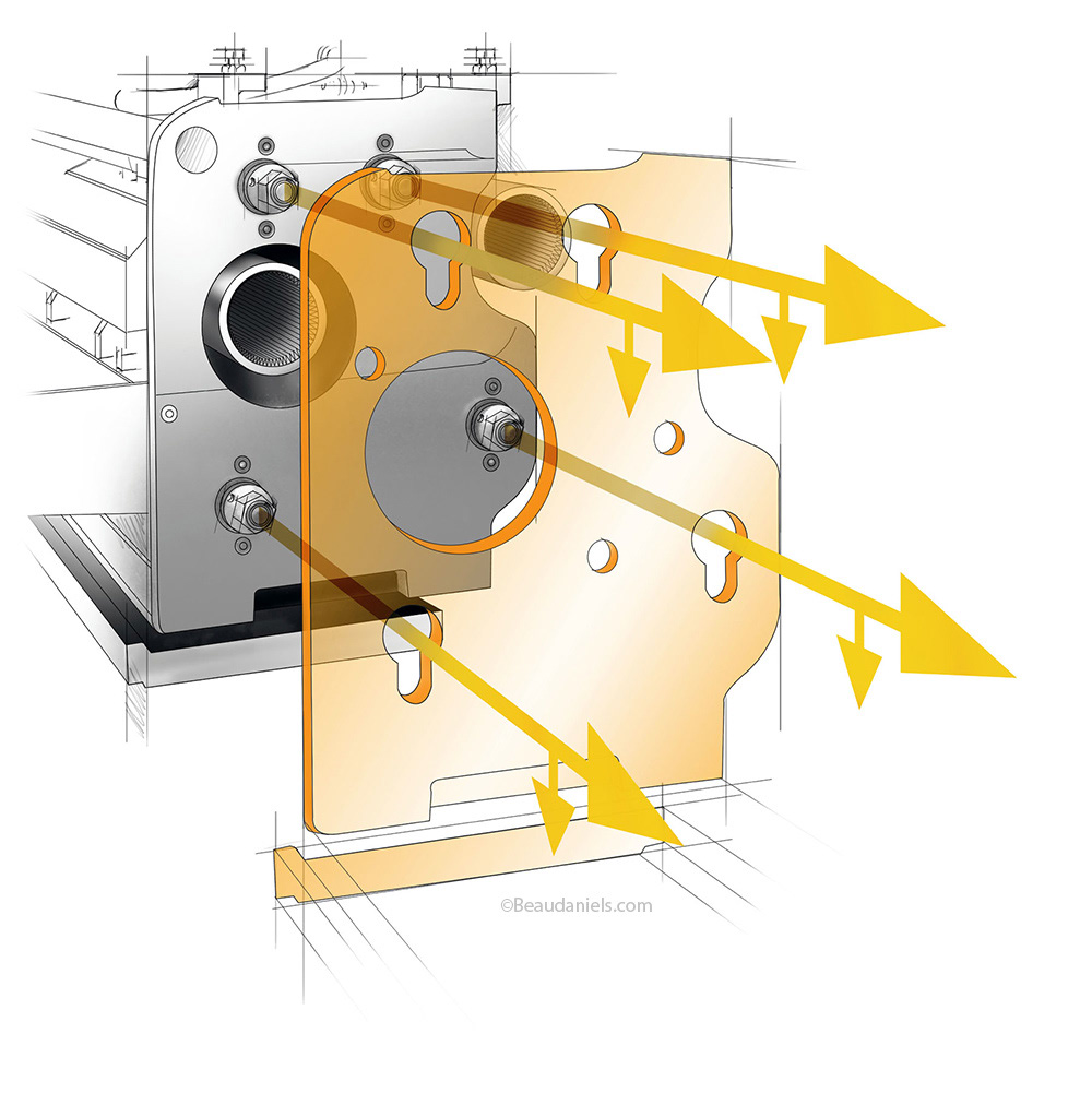 ABG coupling ghosted technical illustration,
