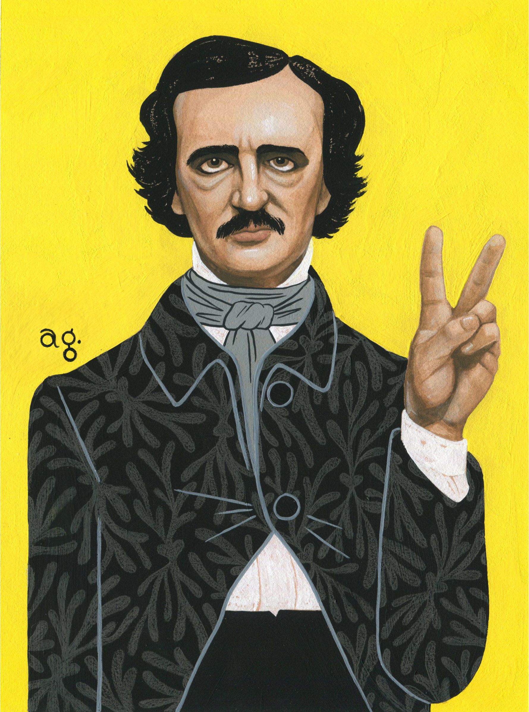 Edgar Allan Poe - colored pencil and gouache