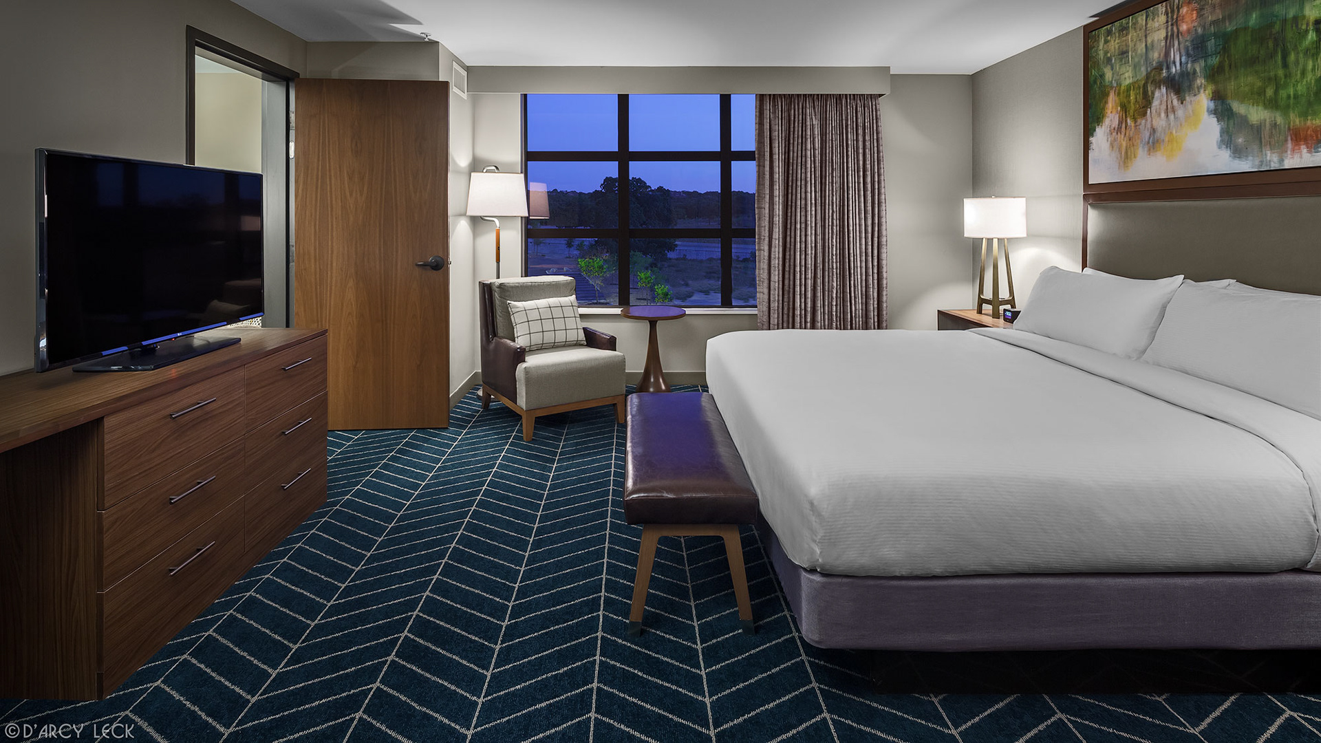 hospitality photography of a guest room suite of The Bevy hotel