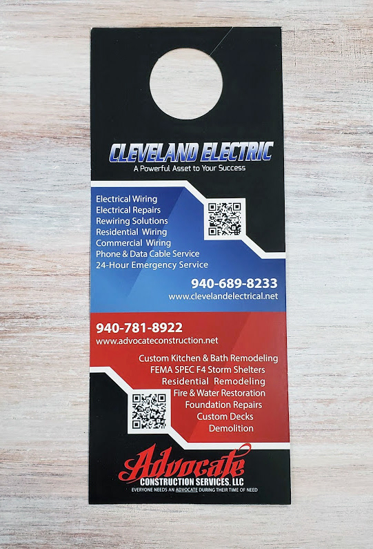 Door Hanger Design | Cleveland Electric, LLC. & Advocate Construction Services, LLC.