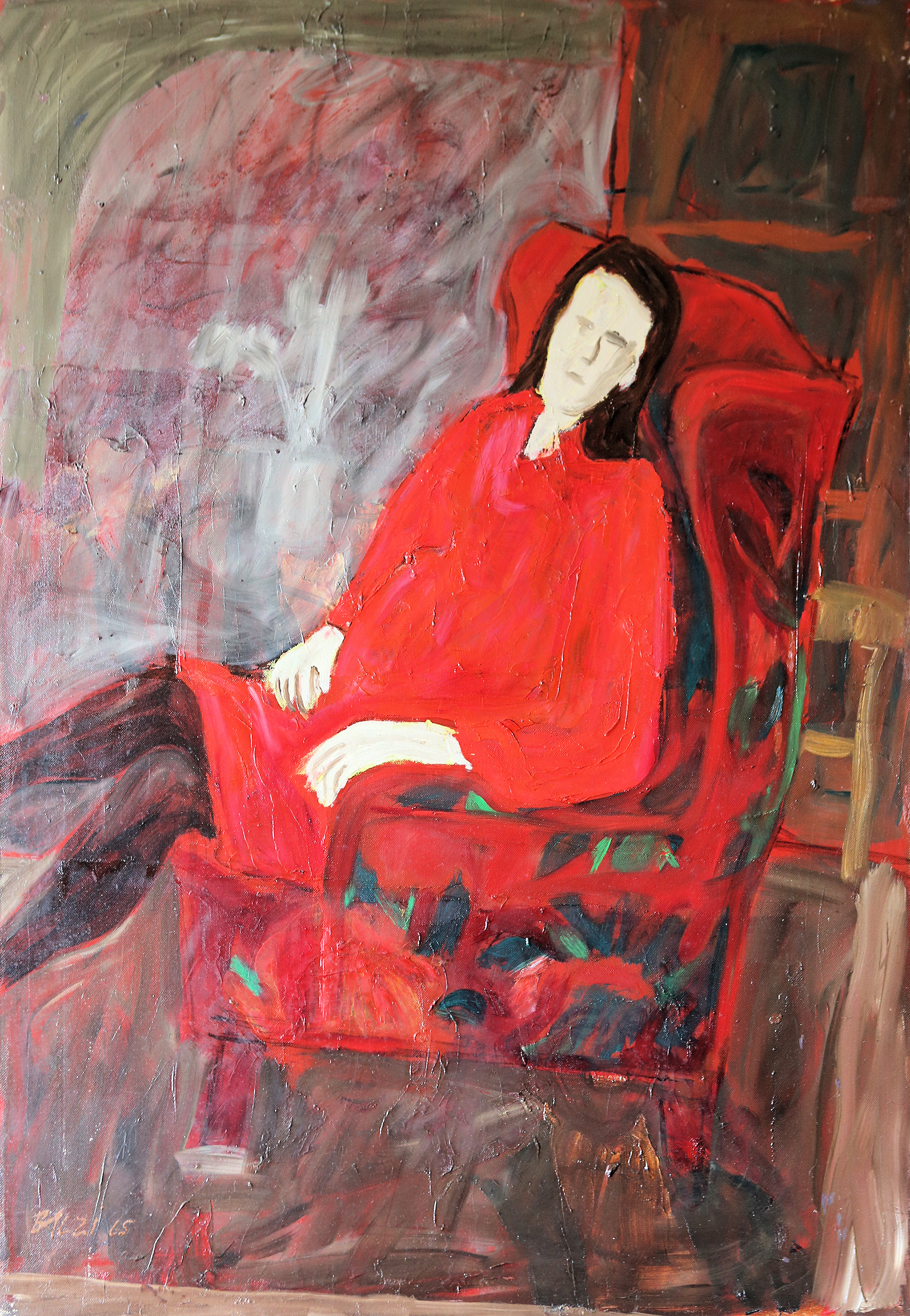 n.87 "Pregnant Woman in Red" Oil on canvas Year:1964  70 x 100cm