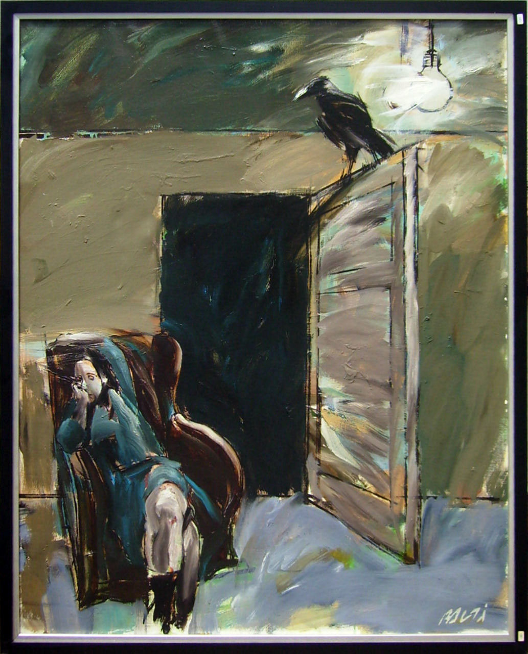 n.140 "Woman with Crow" Oil on canvas  Year:1980  81 x 100cm