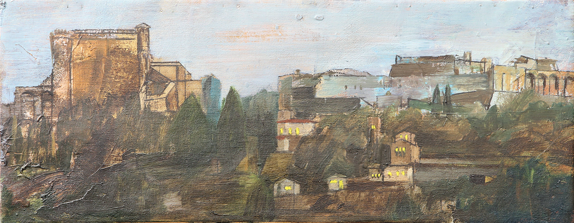 n.391 "Montignoso al Ocaso" Oil on canvas. Year:2016  48 x 19cm