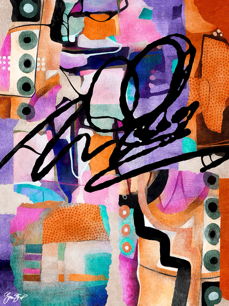 Mixed media abstract art by Gina Startup