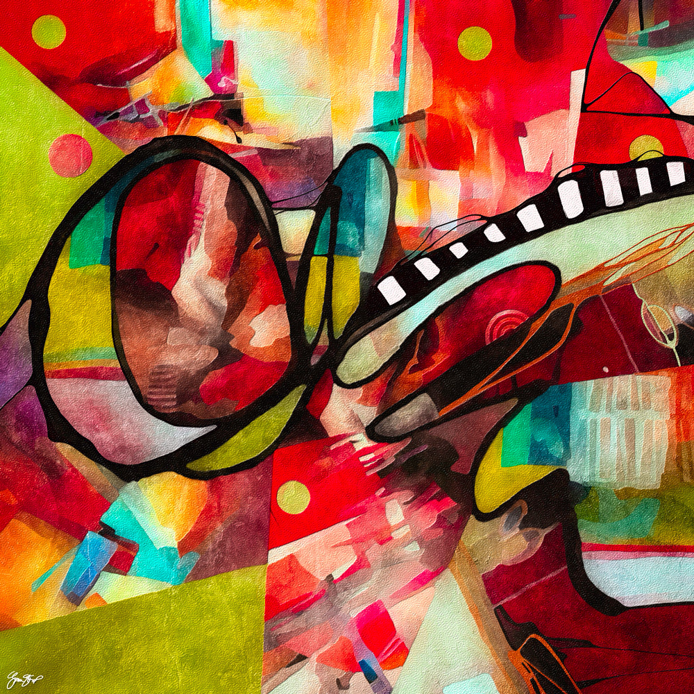 Abstract mixed media art by