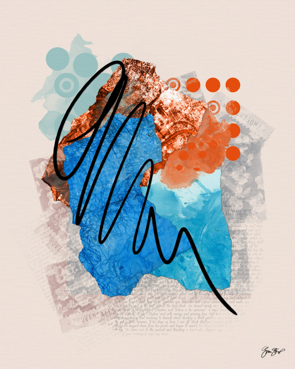Mixed media collage art by Gina Startup