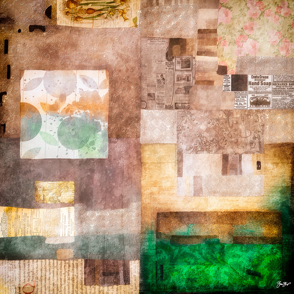 Mixed media collage art by Gina Startup