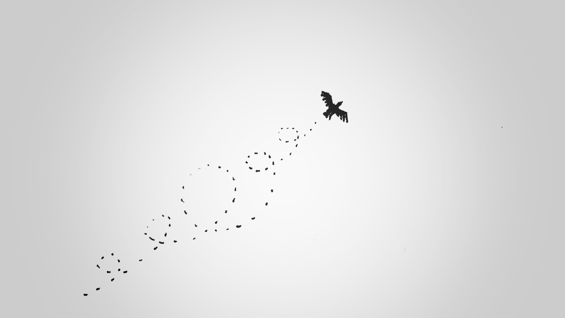 Custom, minimalist, Hand-drawn illustration of a bird flying in circles in the sky