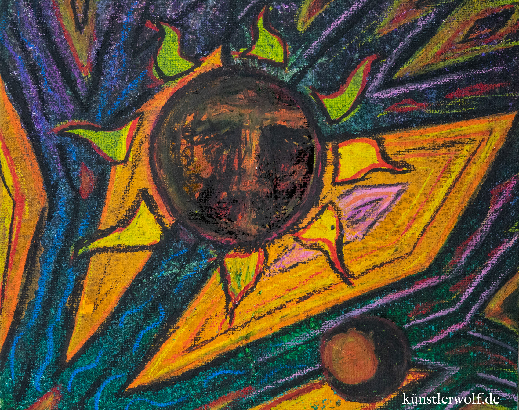 "2019" Eine optische Zusammenfassung meines Jahres 2019 :-) Ölpastellkreide, Acryl, Farbspray. Februar 2020.